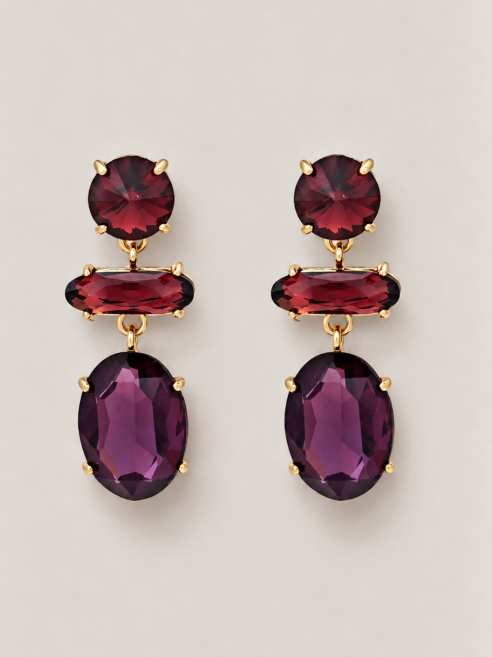 New! Cranberry Red Wine Plum Gemstone Drop Earrings NWOT